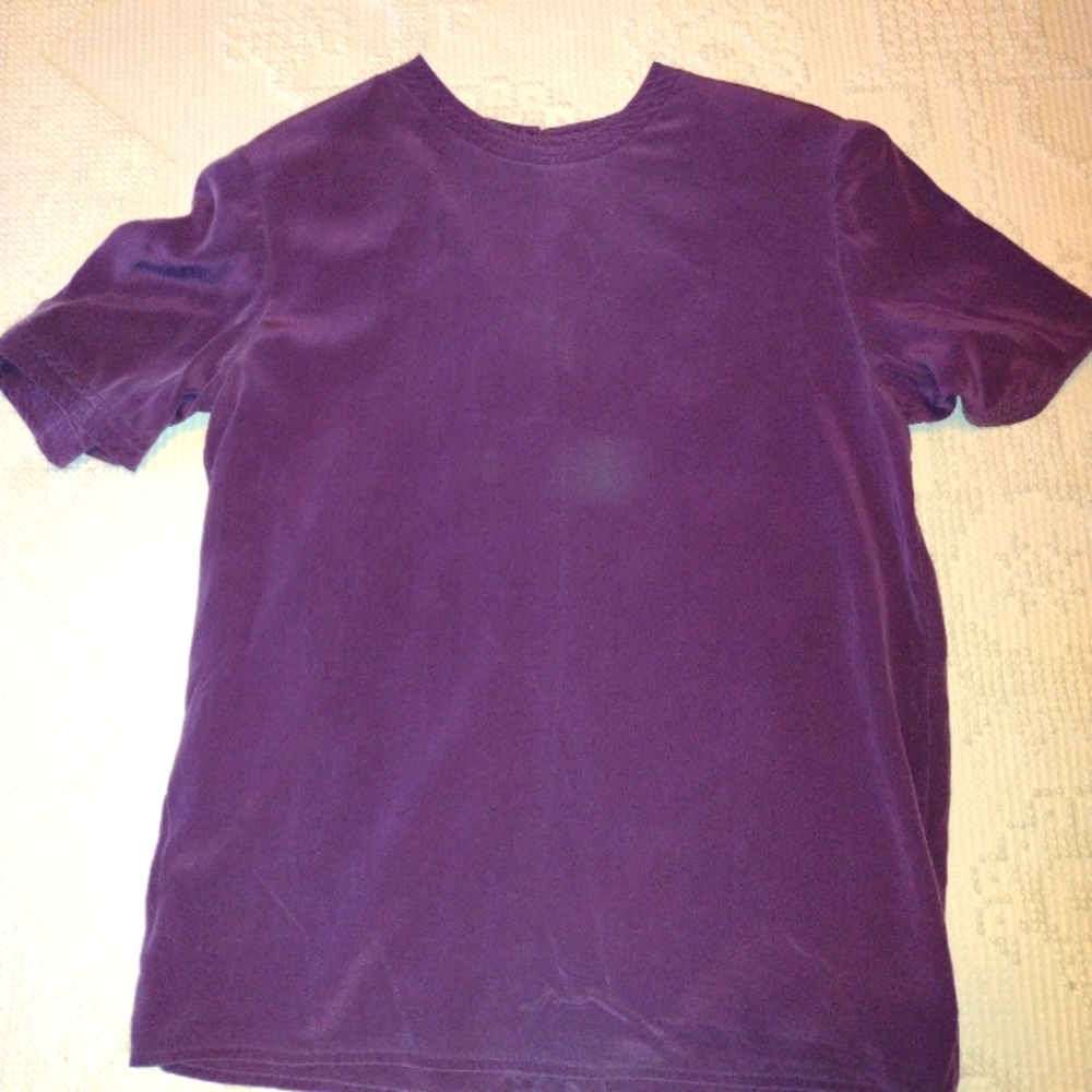 Vintage Purple Short Sleeve silk Tee